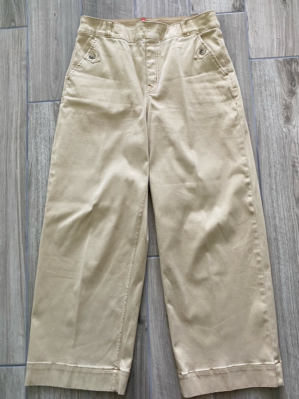 SPANX Beige Wide-Leg Cropped Pants